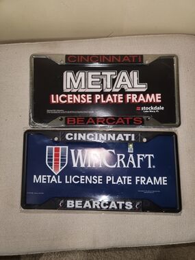 2 New Wincraft Blue Metal License Plate Frame - Cincinnati Bearcats